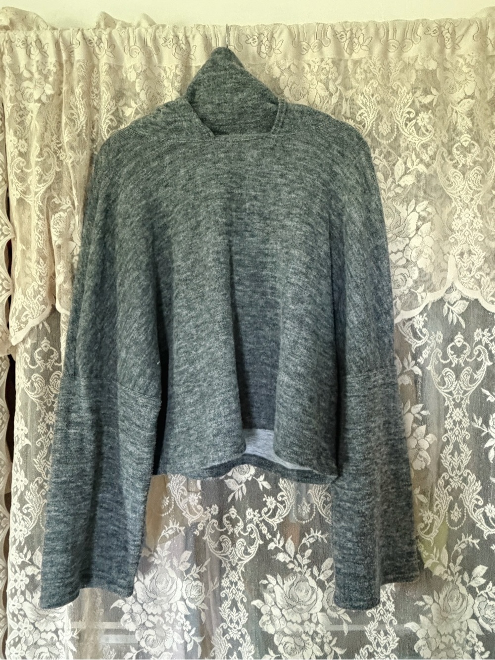 FP Movement by Free People Gray Hooded Draped Pullover Sweater
